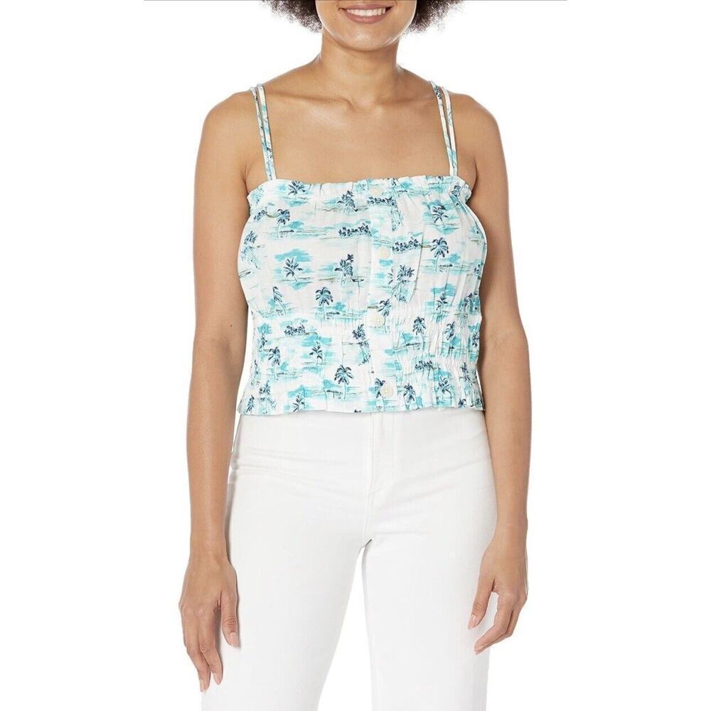 Tommy Hilfiger Women's Beach Print Smocked Tank Top Shirt Size XL